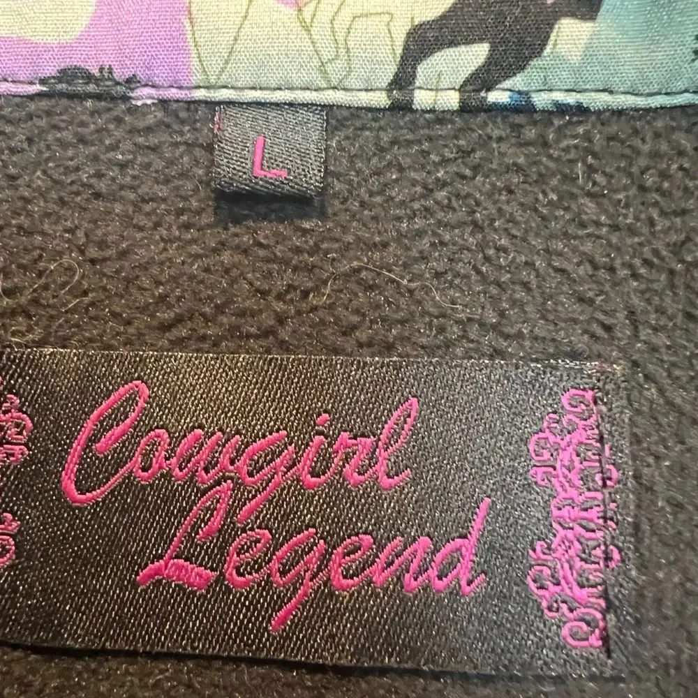 Cowgirl Legend All Over Horse Vest Girls Large Warm Cowgirl Equestrian rodeo